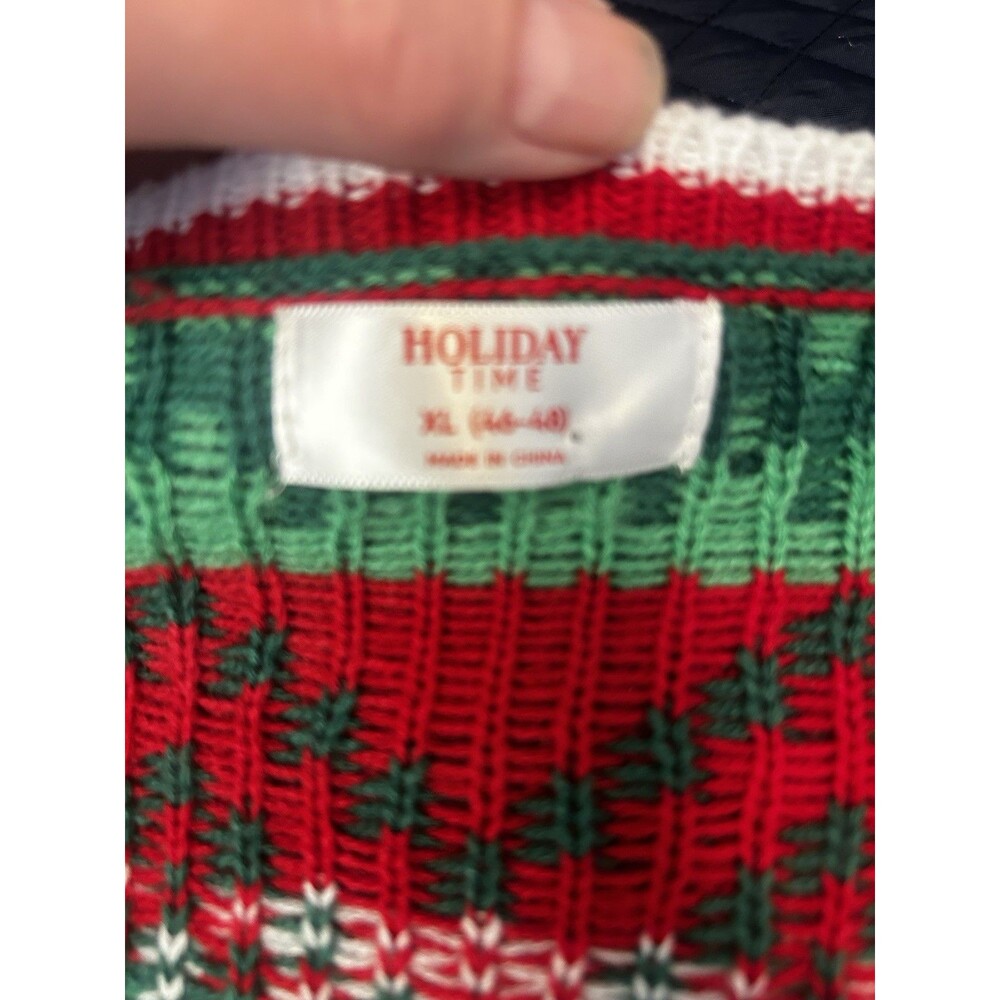 Holiday Time XL Ugly Christmas Sweater Cow Reindeer Bells Green Red Unisex Xmas - Picture 9 of 16